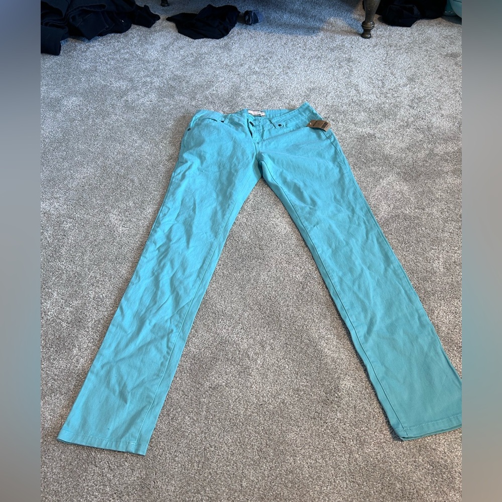 NWT Ardene Teal Skinny Fit Jeans Pants Y2K Style Colorful Stretch Denim